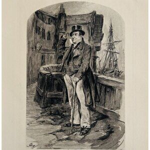 1902 Captain Cuttle Photogravure Charles Dickens Dombey And Son Barnard DWP8D